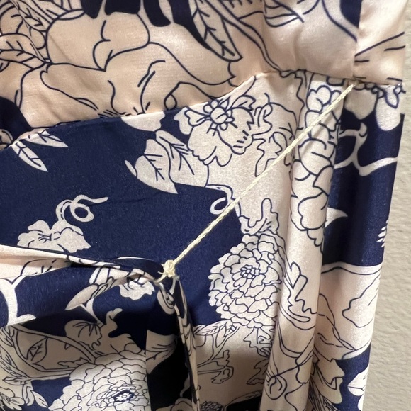 NWT Blush and Navy Blue Floral Print Satin Maxi Dress - Picture 9 of 9